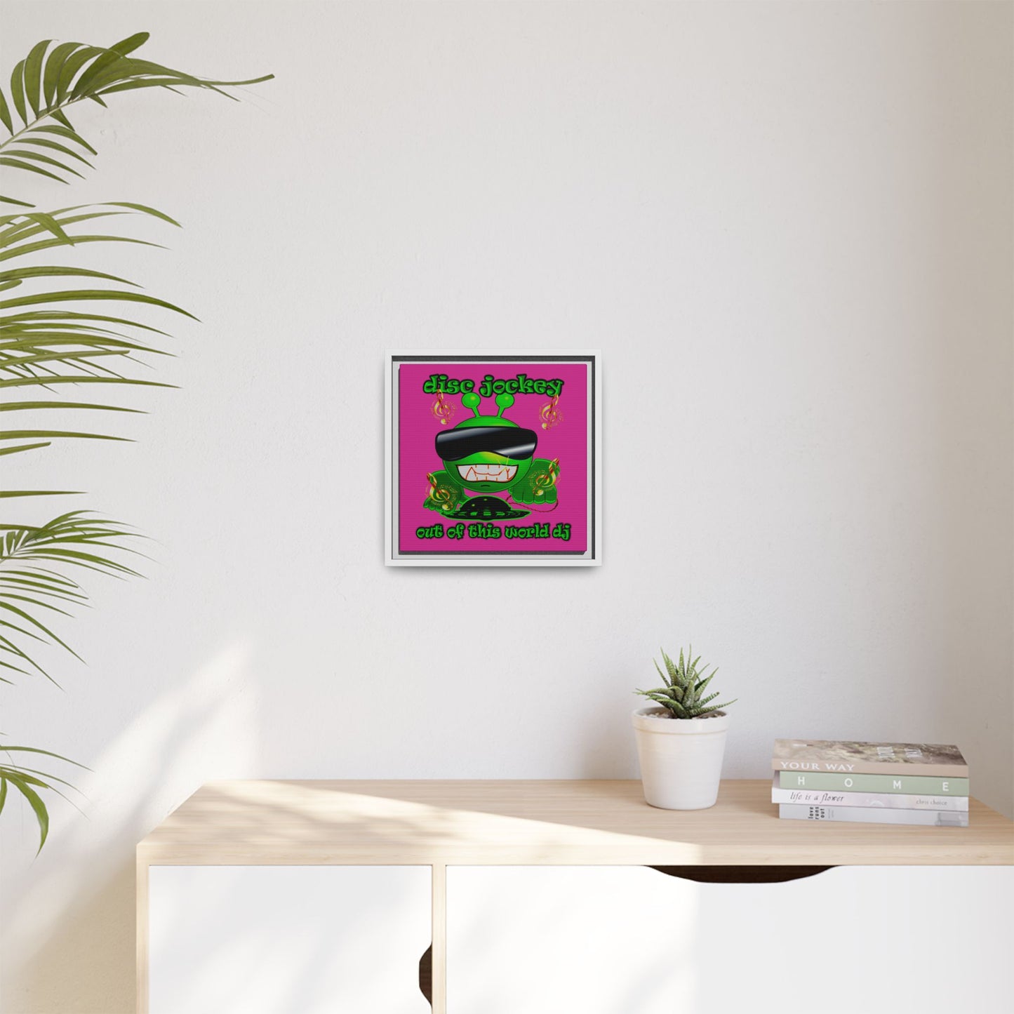 disc jockey - framed canvas art (pink)