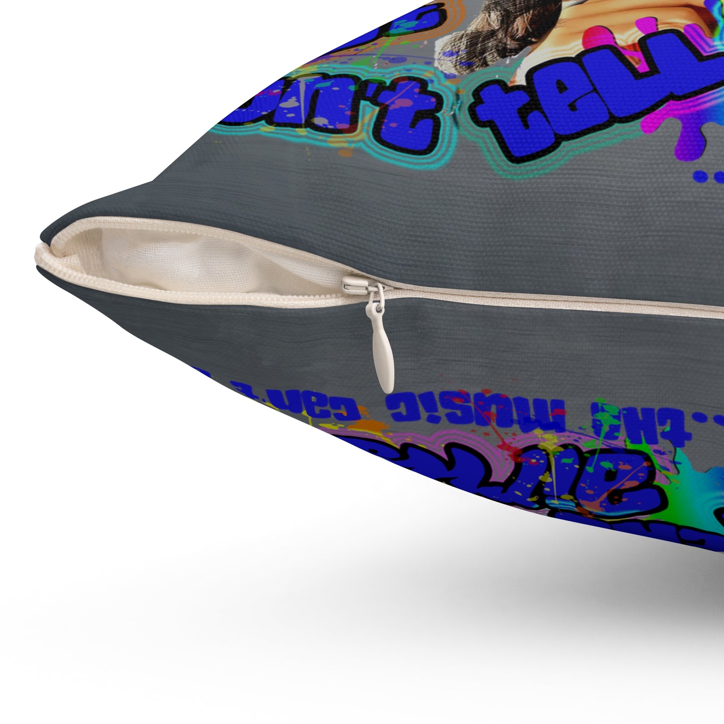 drop the beat - Spun Polyester Square Pillow - (grey-light grey)