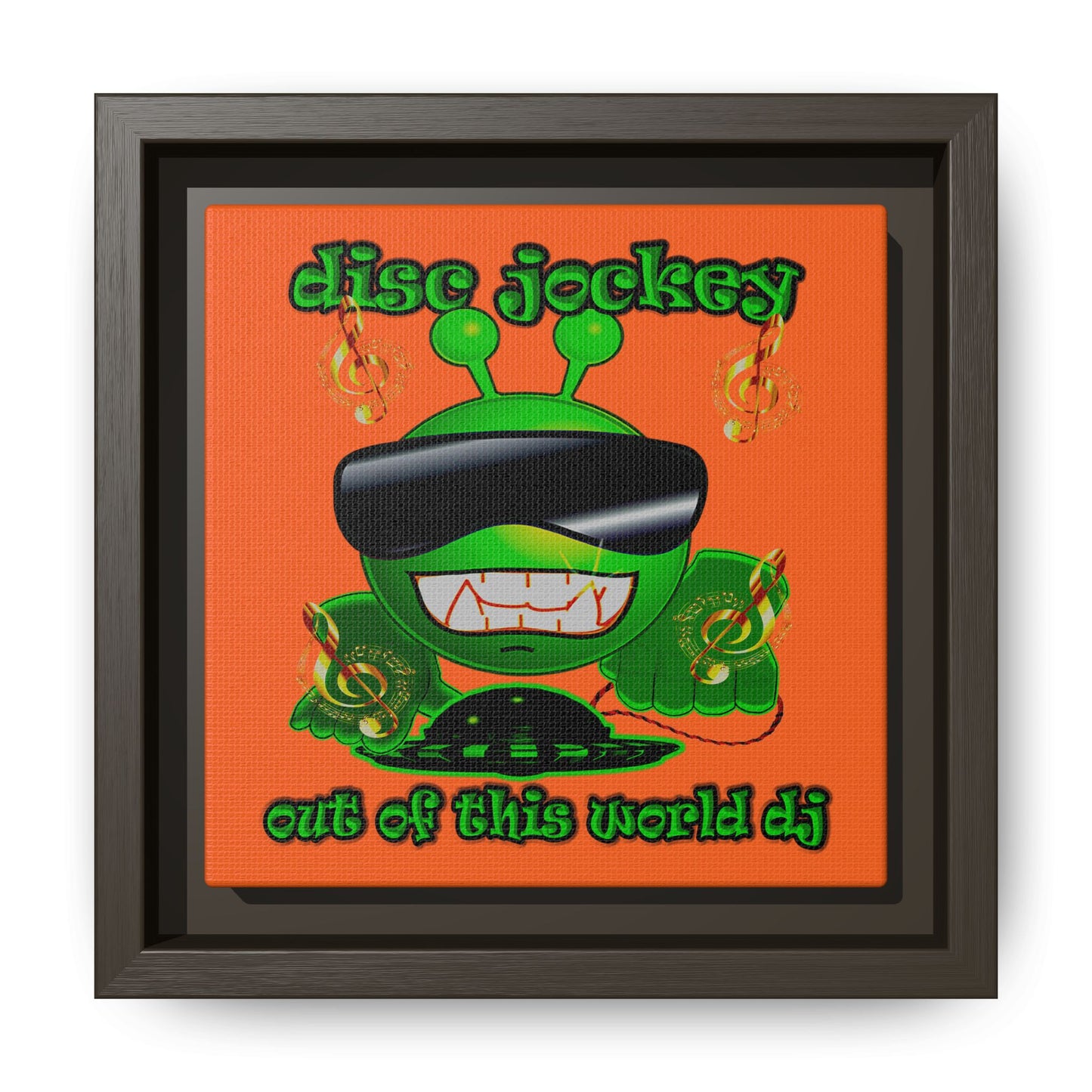 disc jockey - framed canvas art (orange)
