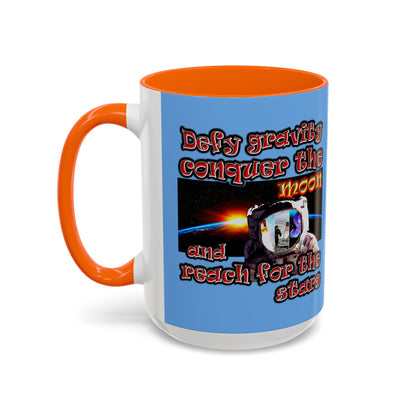 defy conquer reach - Accent Mug (light blue)