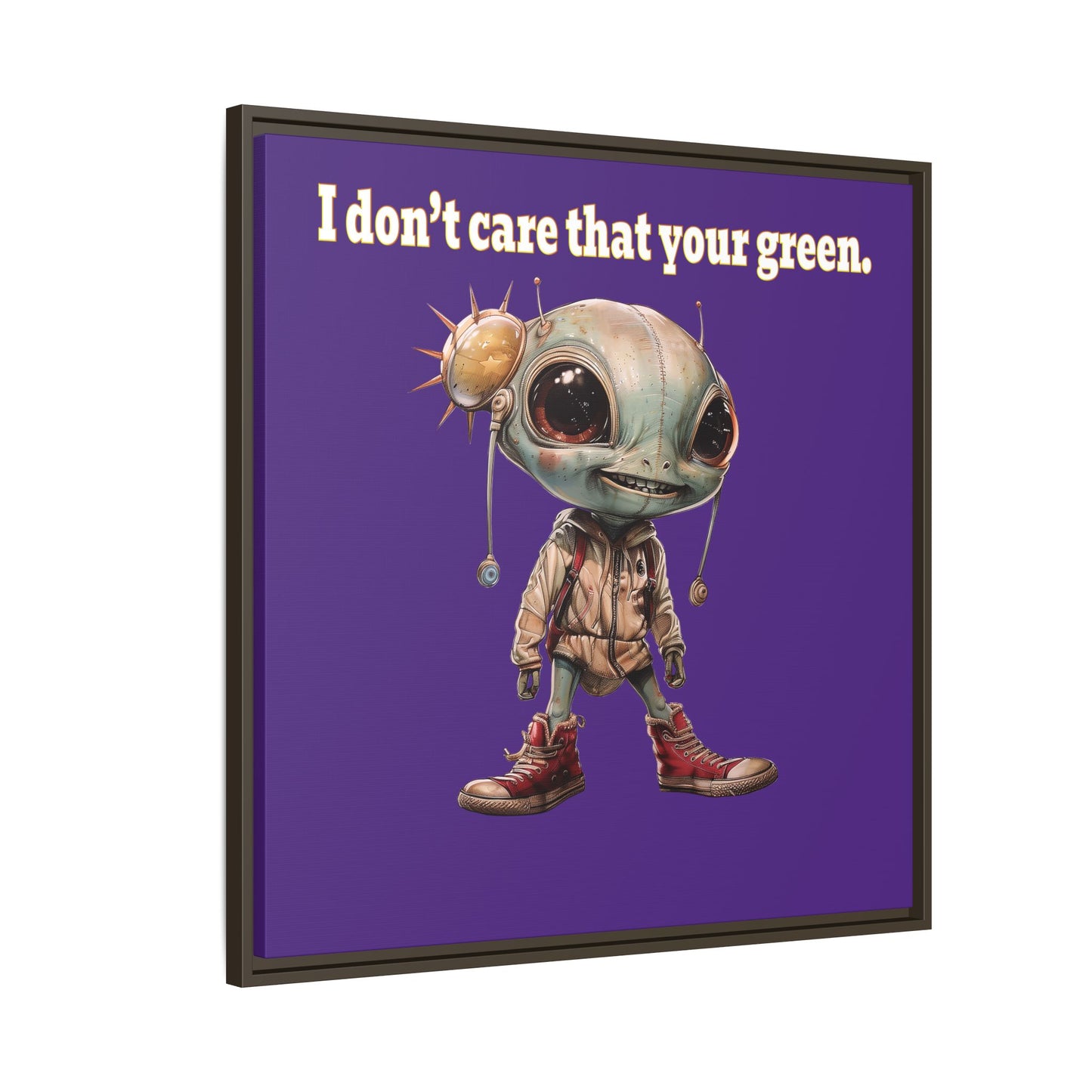 I don't care that your green - framed canvas art (purple)