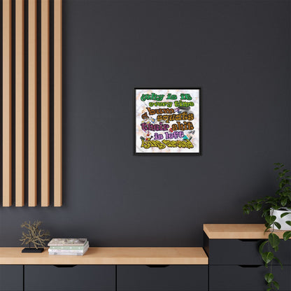 the bum's shit - framed canvas art (white marble)