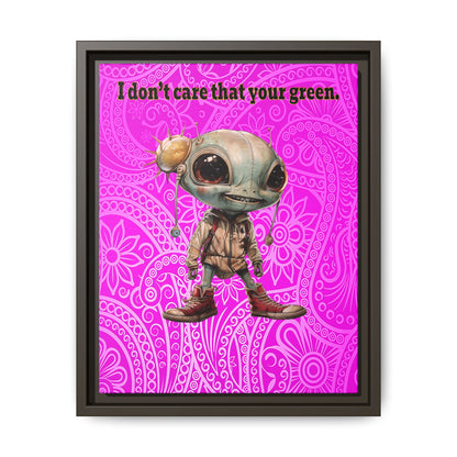 I don't care that your green - framed canvas art (pink swirl)