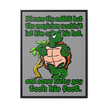 turtle race - framed canvas art (grey)