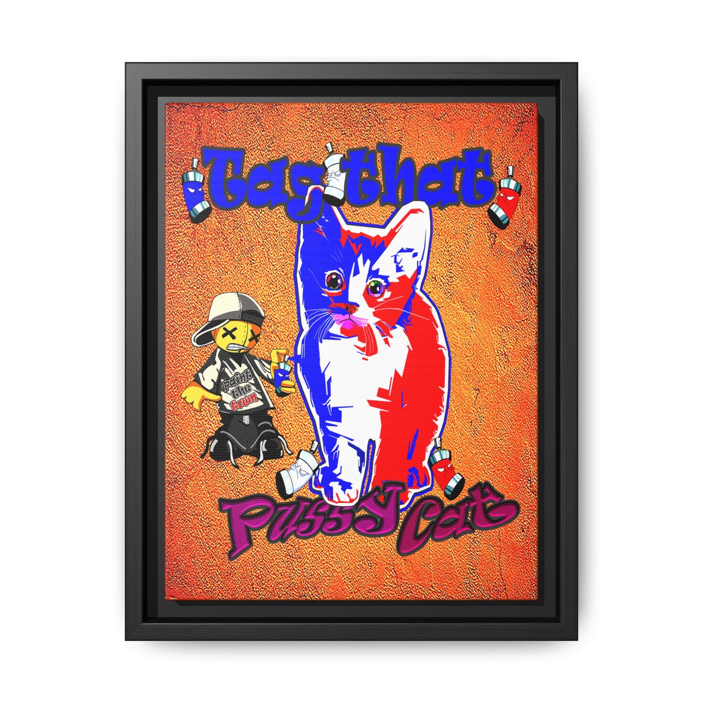 tag that - framed canvas art (burnt orange)
