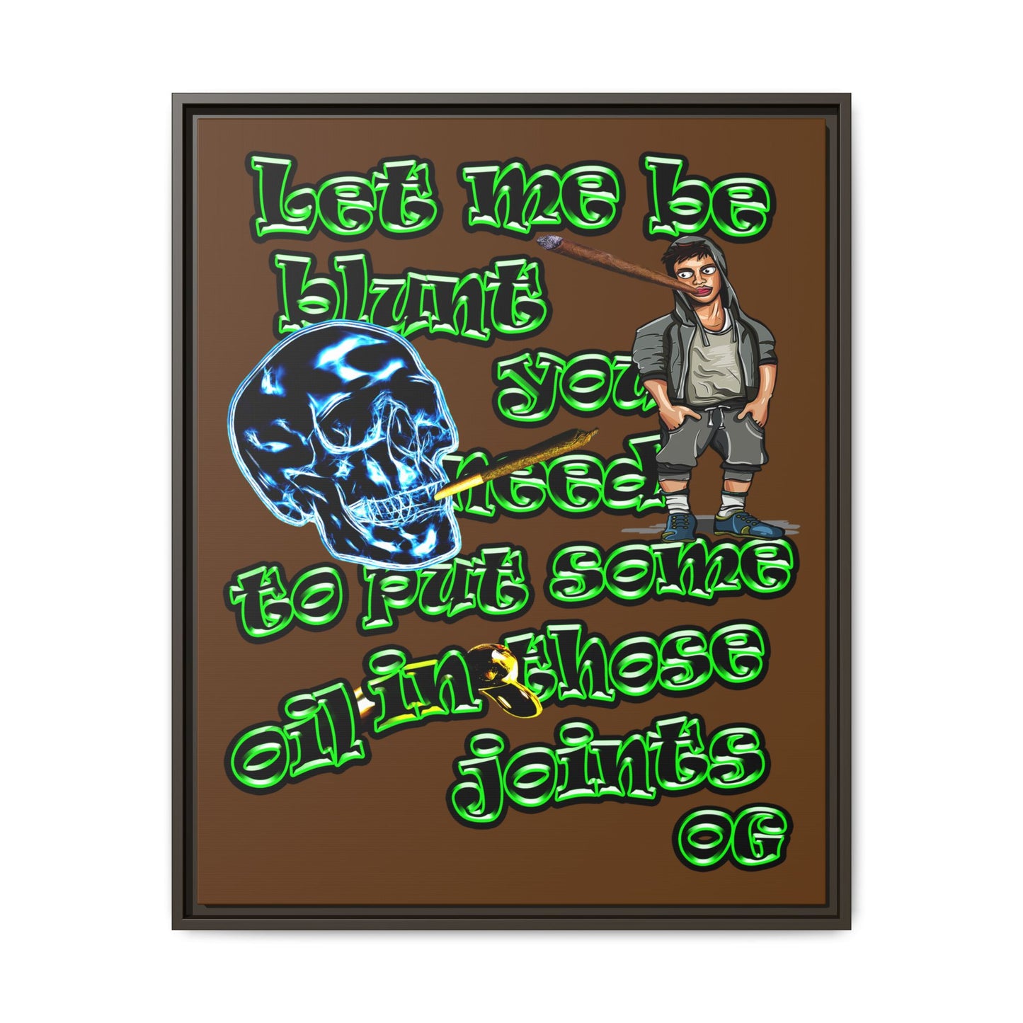 og - framed canvas art (brown)