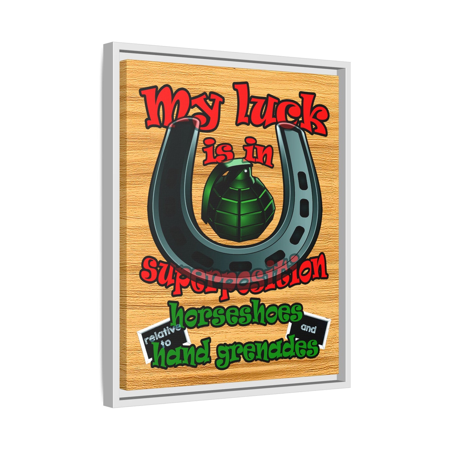 my luck - framed canvas art (butterscotch wood finish)