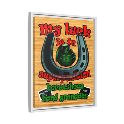 my luck - framed canvas art (butterscotch wood finish)