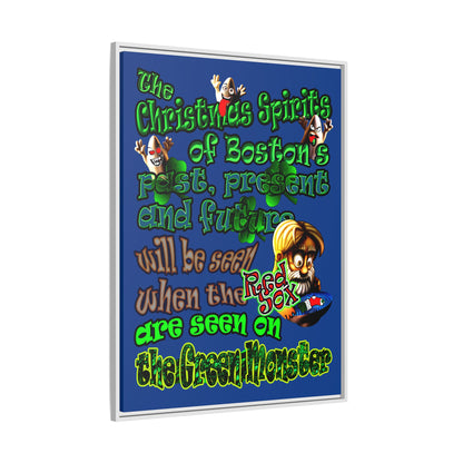 christmas spirits of boston - framed canvas art (dark blue)