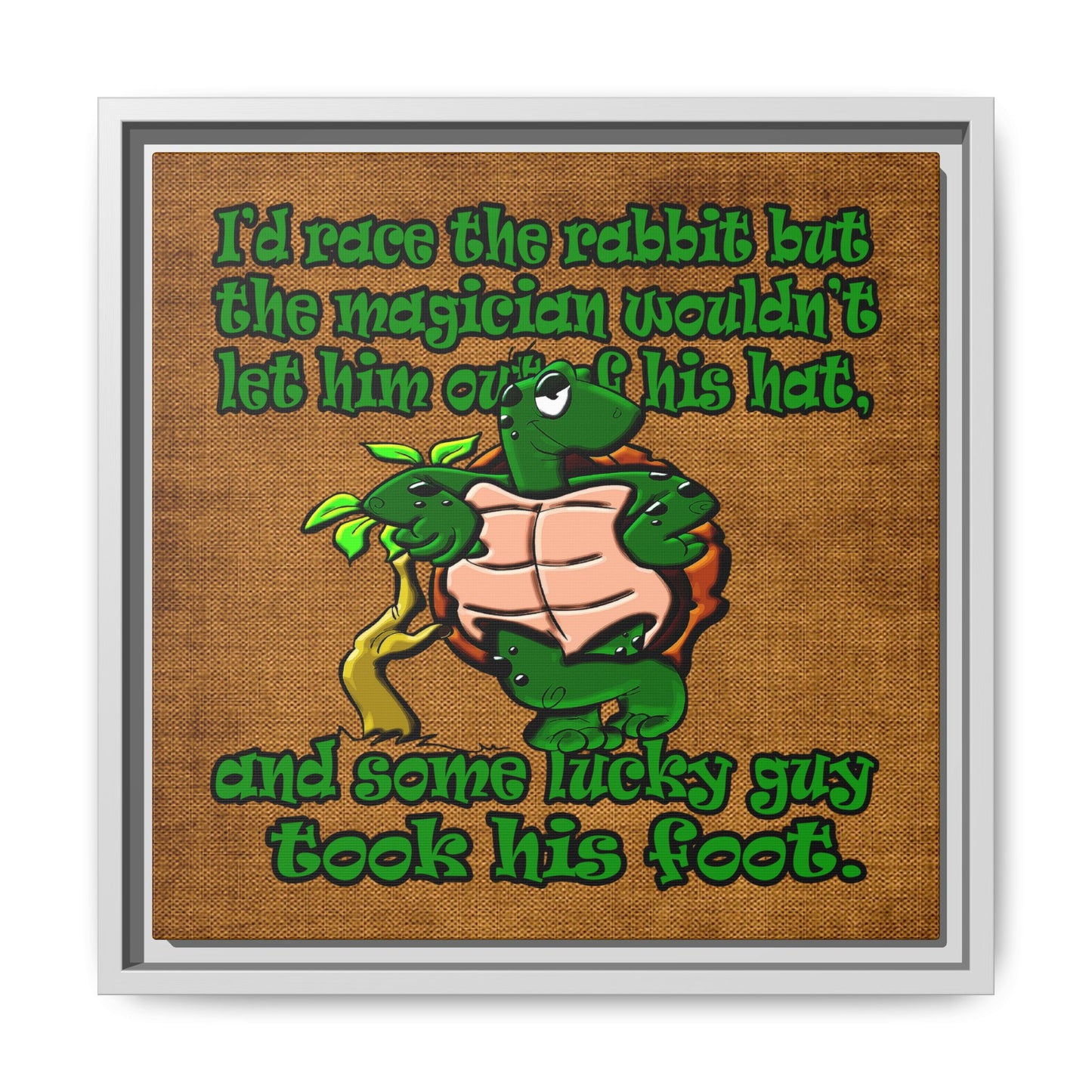 turtle race - framed canvas art (brown papyrus)