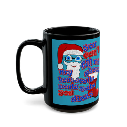 santa's shoes - Black Mug (turquoise)