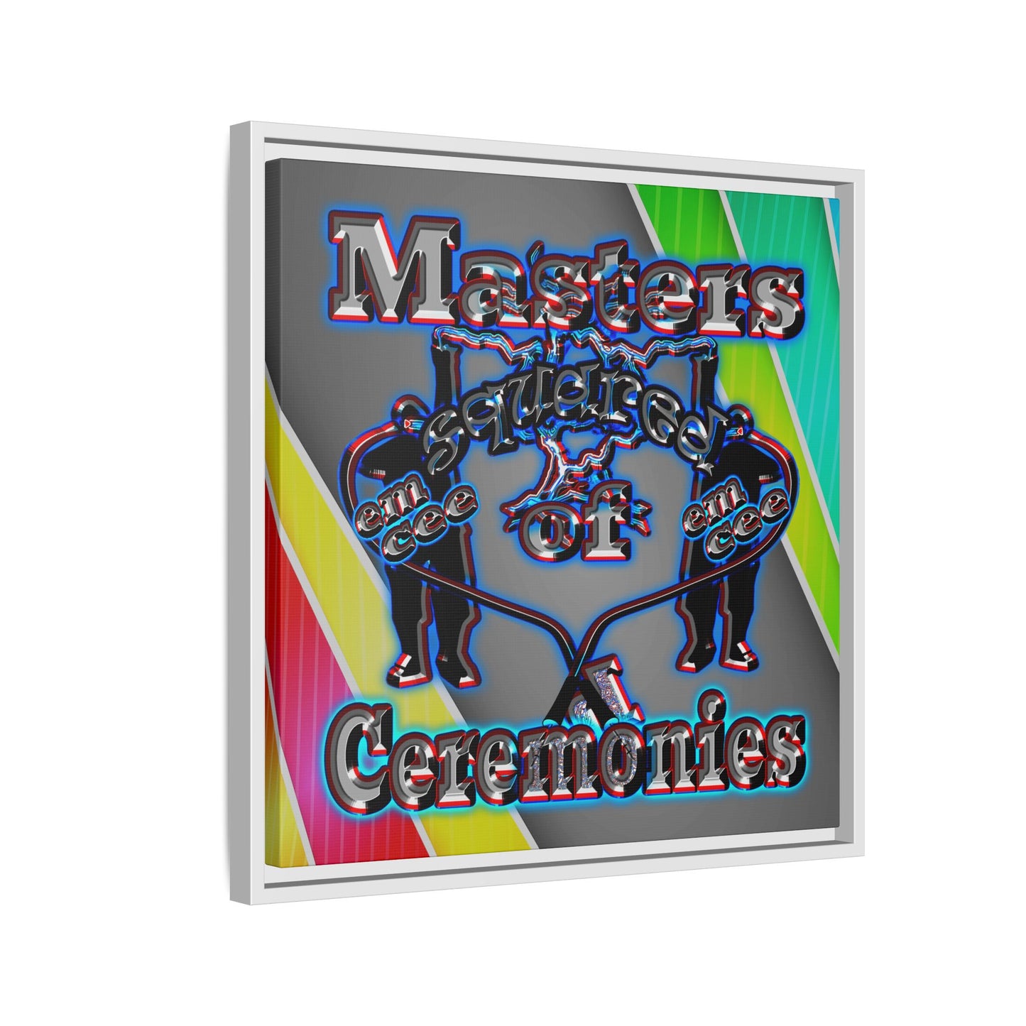 em cee squared - framed canvas art (rainbow split)