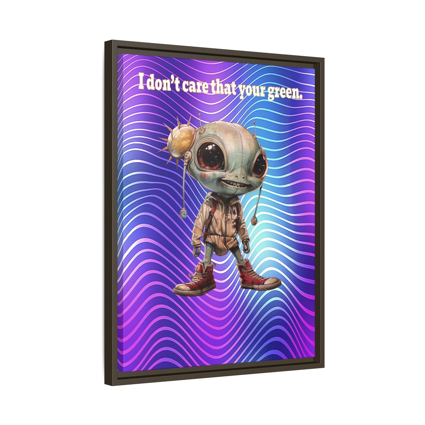 I don't care that your green - framed canvas art (purple wave)