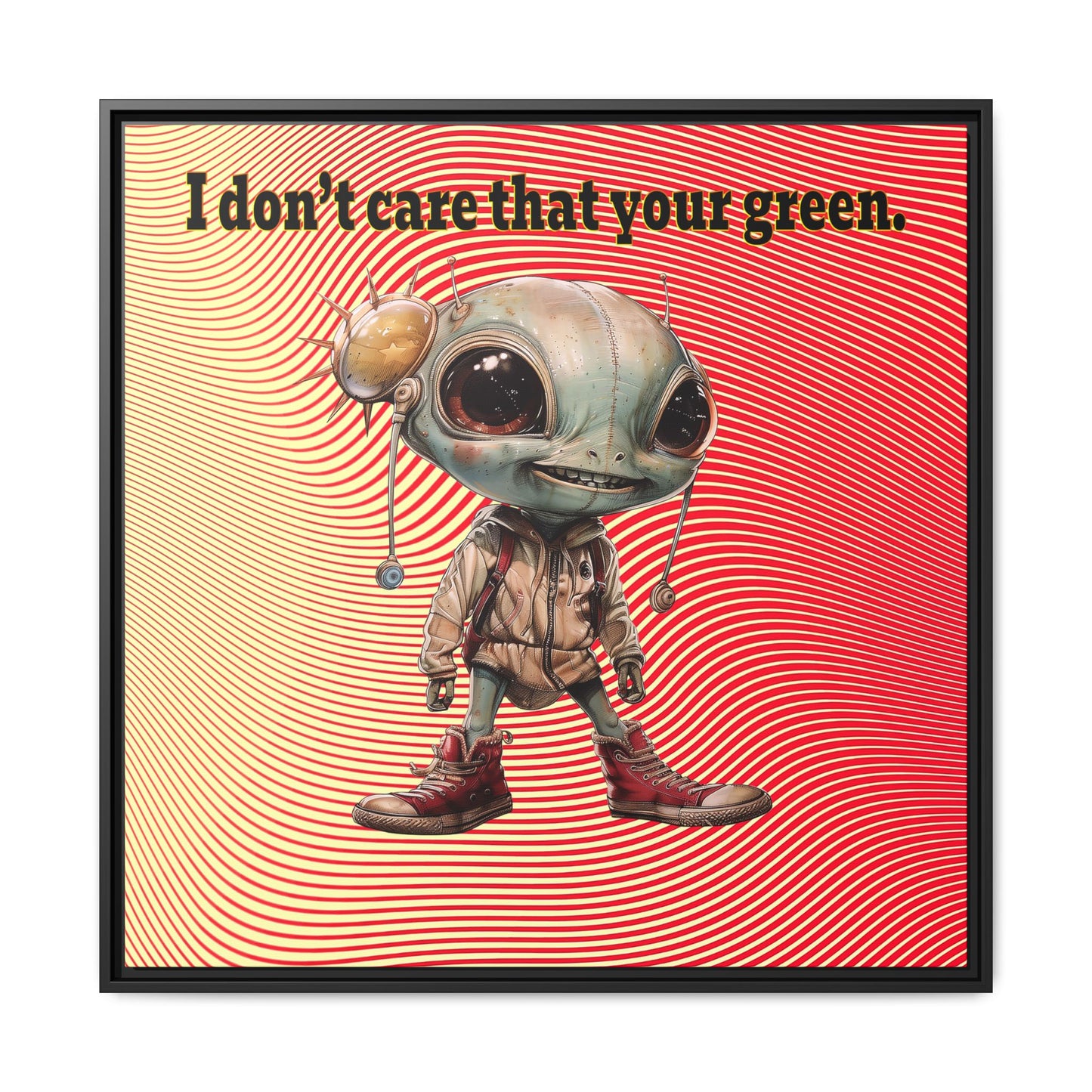 I don't care that your green - framed canvas art (yellow-orange wave)