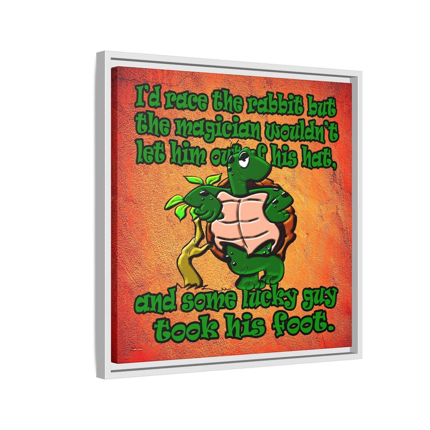 turtle race - framed canvas art (burnt orange)