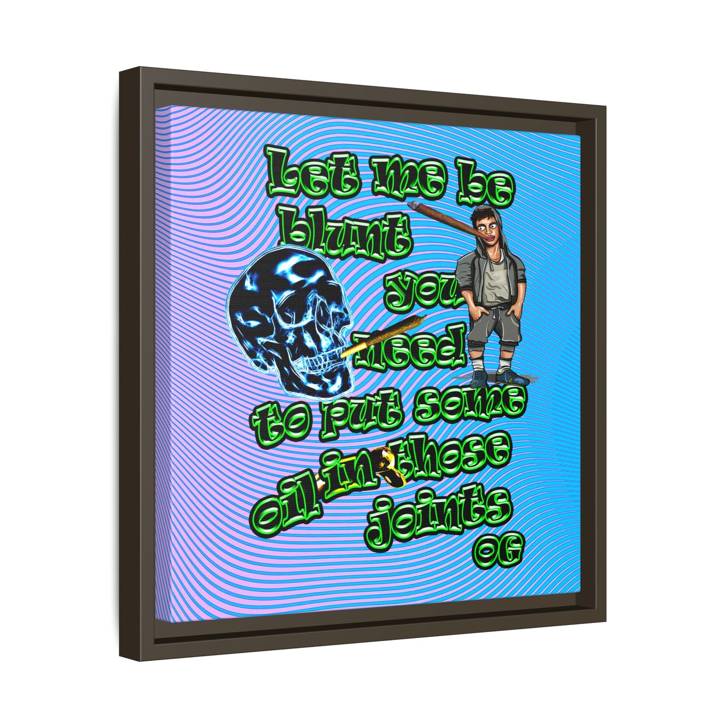 og - framed canvas art (light blue-purple wave)