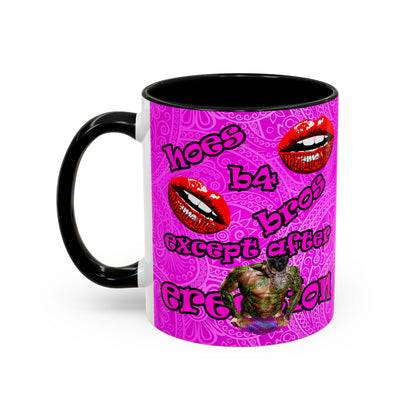 hoes b4 bros - Accent Mug (pink swirl)