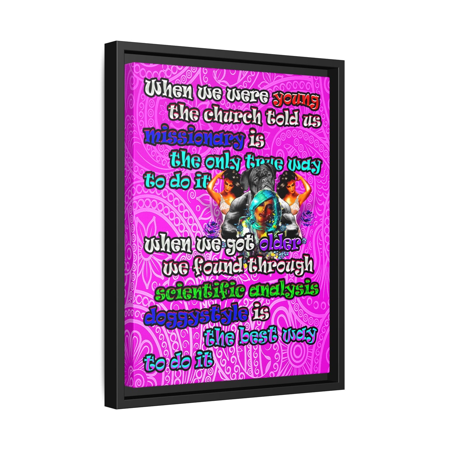 doggystyle - framed canvas art (pink swirl)