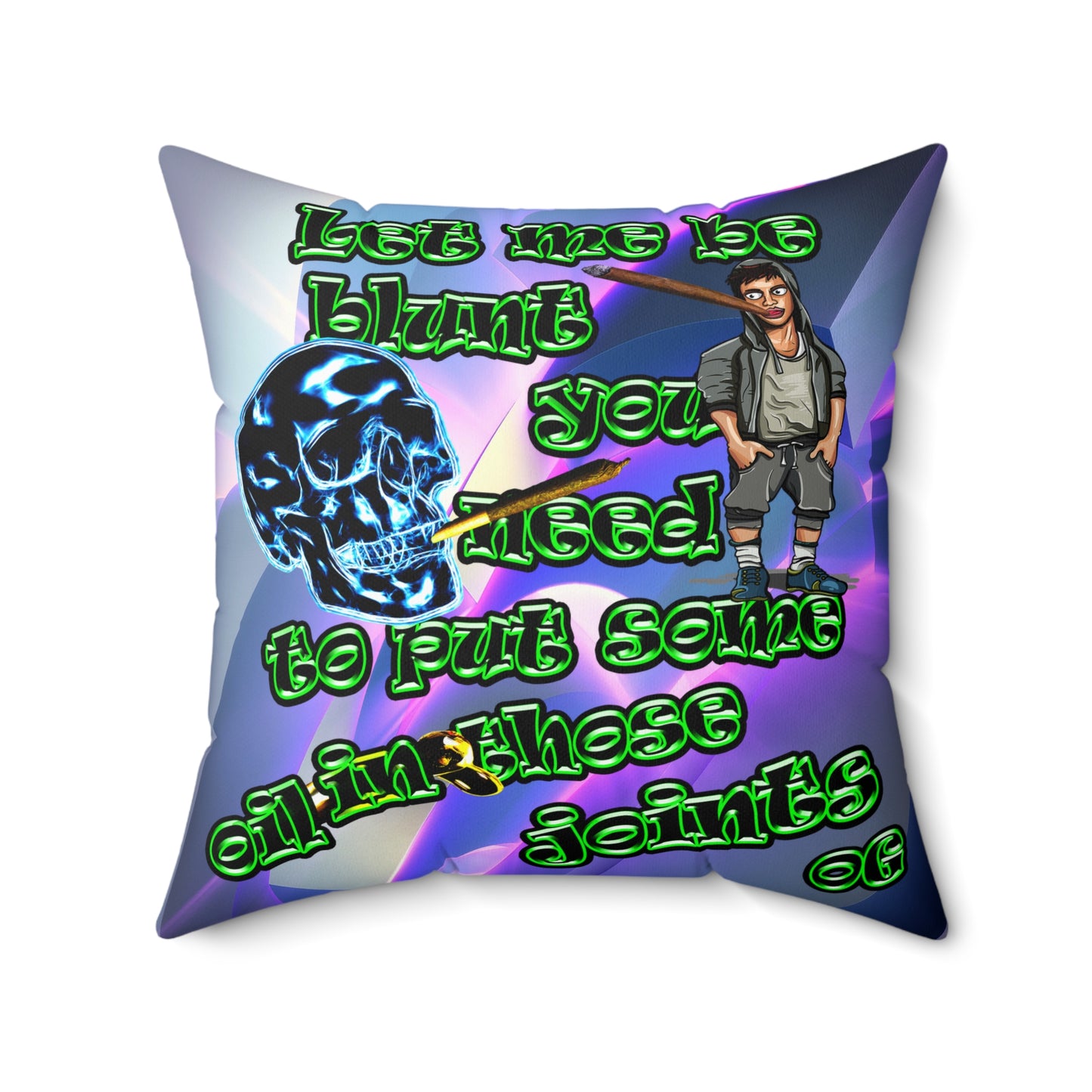 og - Spun Polyester Square Pillow - (grey-pink wave)