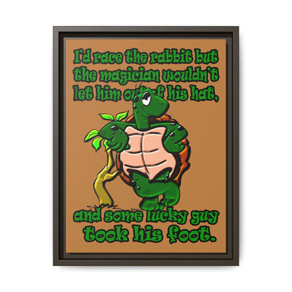 turtle race - framed canvas art (light brown)