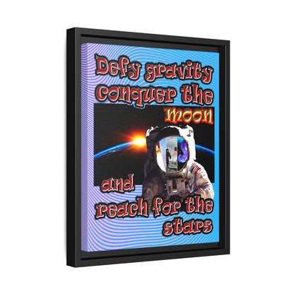 defy conquer reach - framed canvas art (light blue-purple wave)