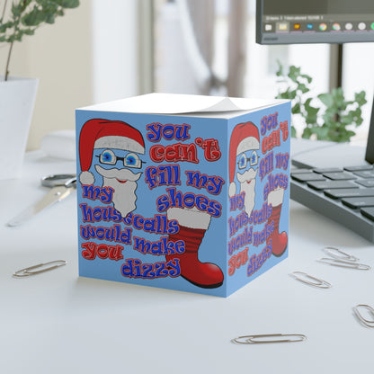 santa's shoes - note cube (light blue)