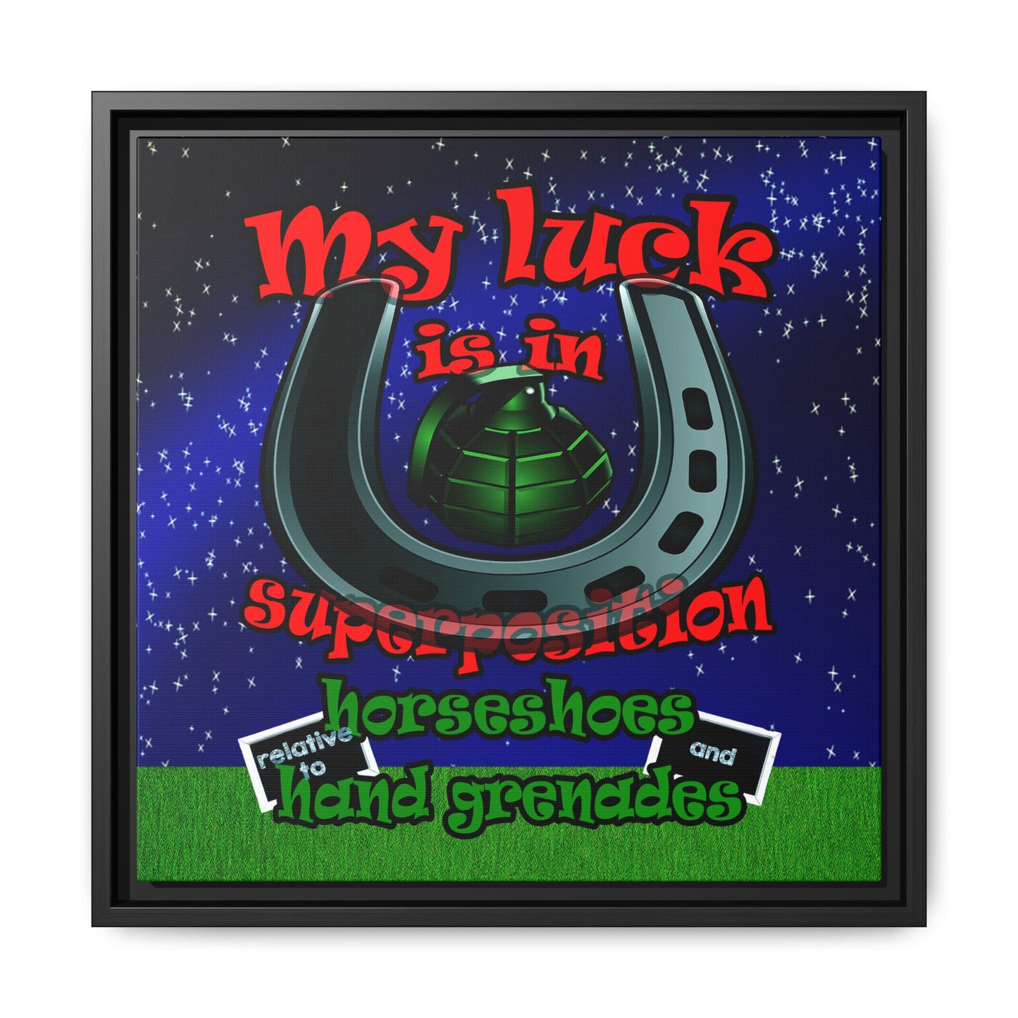 my luck - framed canvas art ('snoops' background)