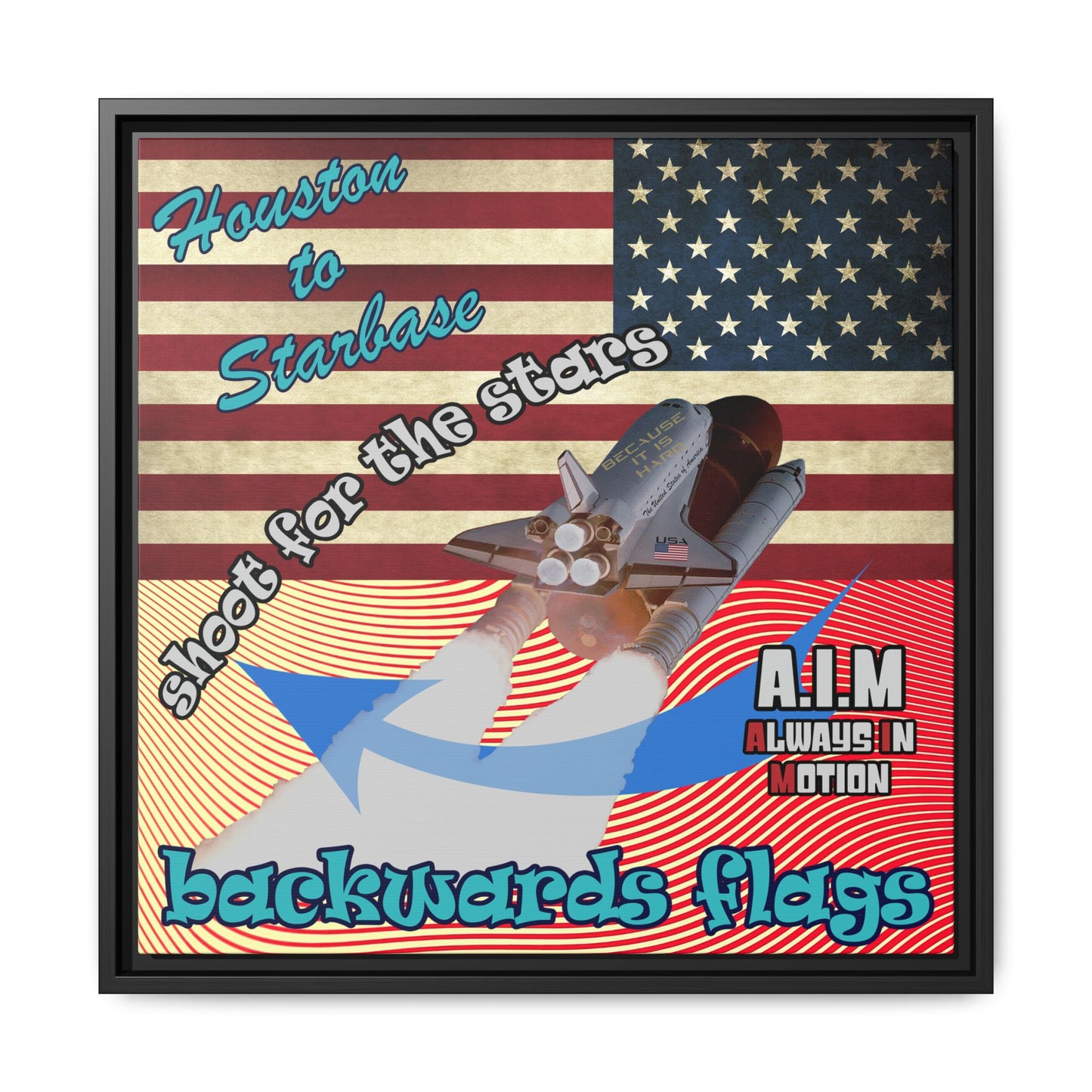 shoot for the stars - framed canvas art (yellow-orange wave)