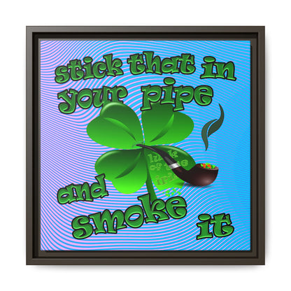 stick that in your pipe and smoke it - framed canvas art (light blue-purple wave)