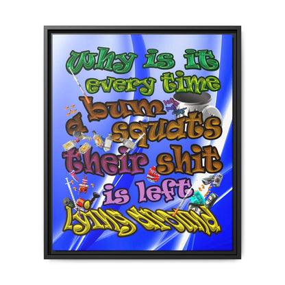the bum's shit - framed canvas art (blue-white wave)
