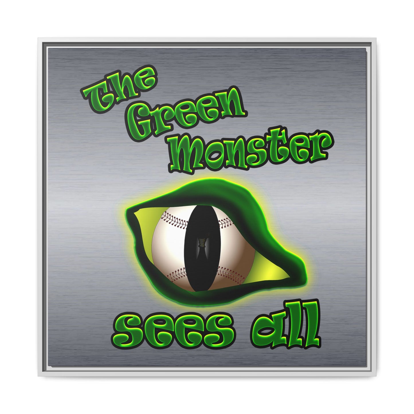 green monster - framed canvas art (brushed nickel)