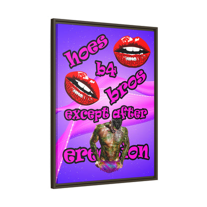 hoes b4 bros - framed canvas art (purple-pink wave)