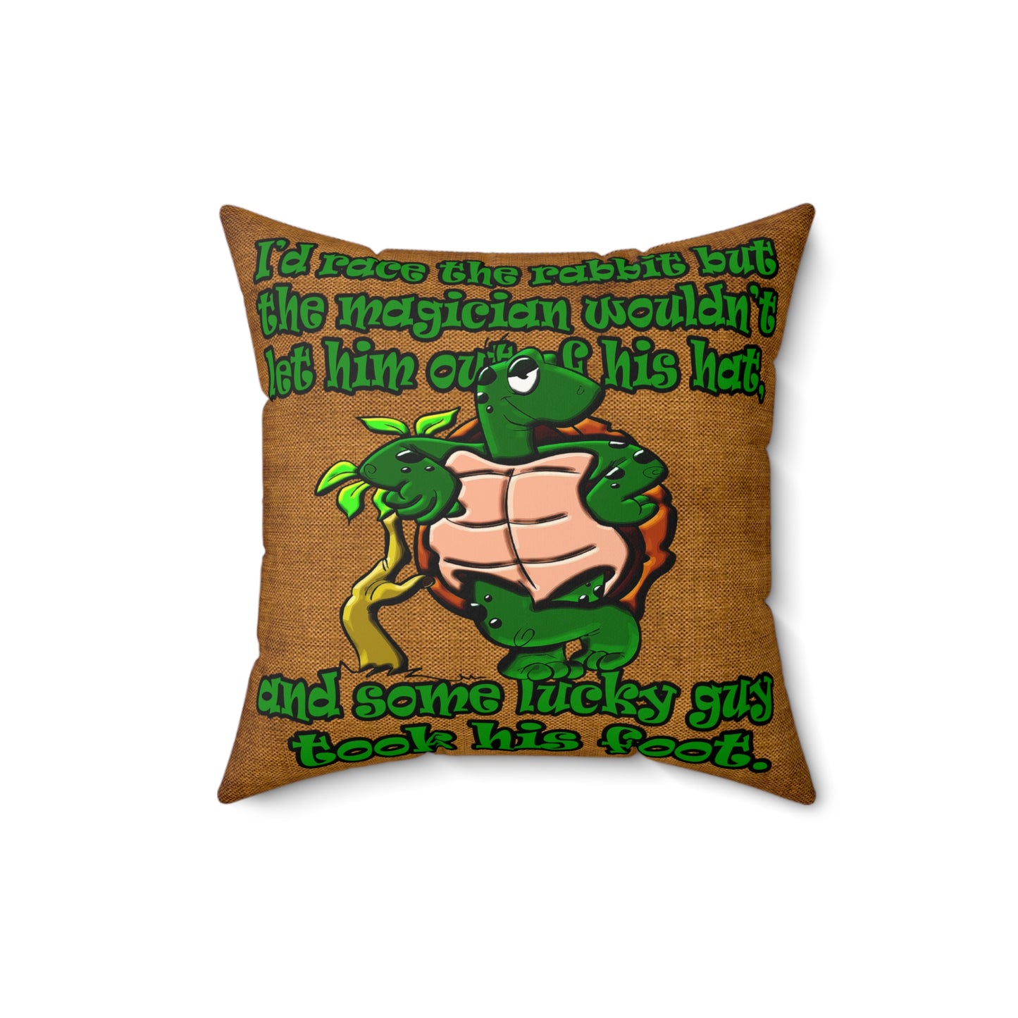turtle race - Faux Suede Square Pillow - (dichromatic brown papyrus)
