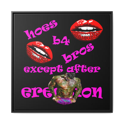 hoes b4 bros - framed canvas art (black)