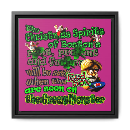christmas spirits of boston - framed canvas art (pink)