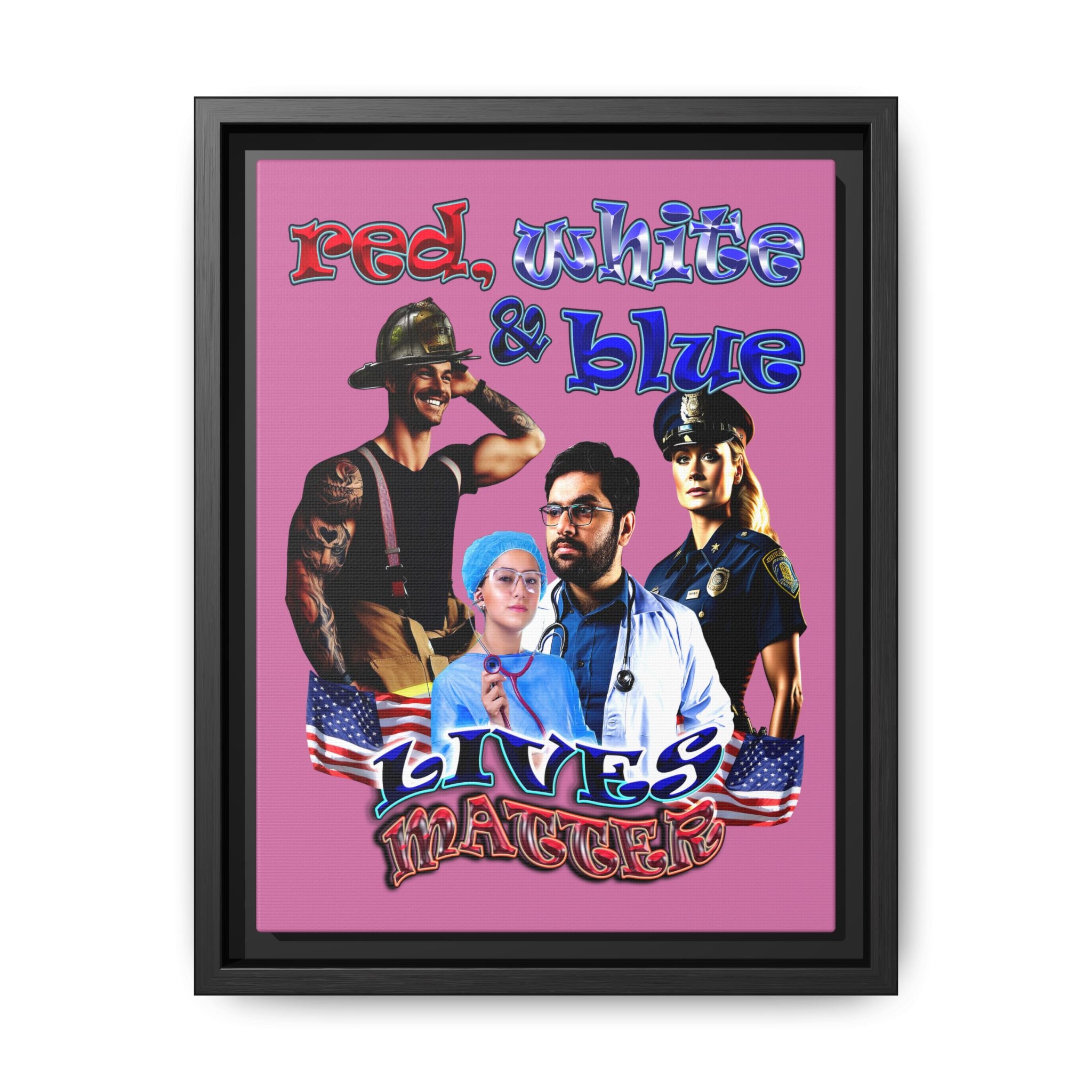 rw&b lives matter - framed canvas art (light pink)