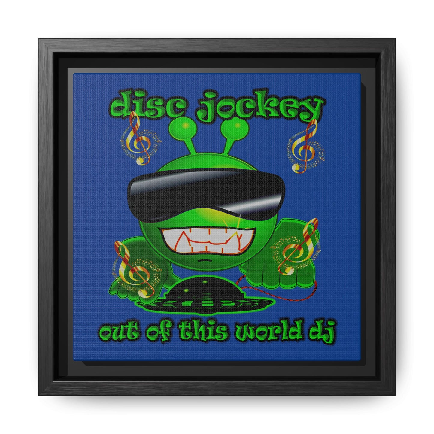 disc jockey - framed canvas art (dark blue)