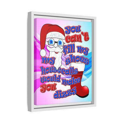 santa's shoes - framed canvas art (light blue-pink wave)