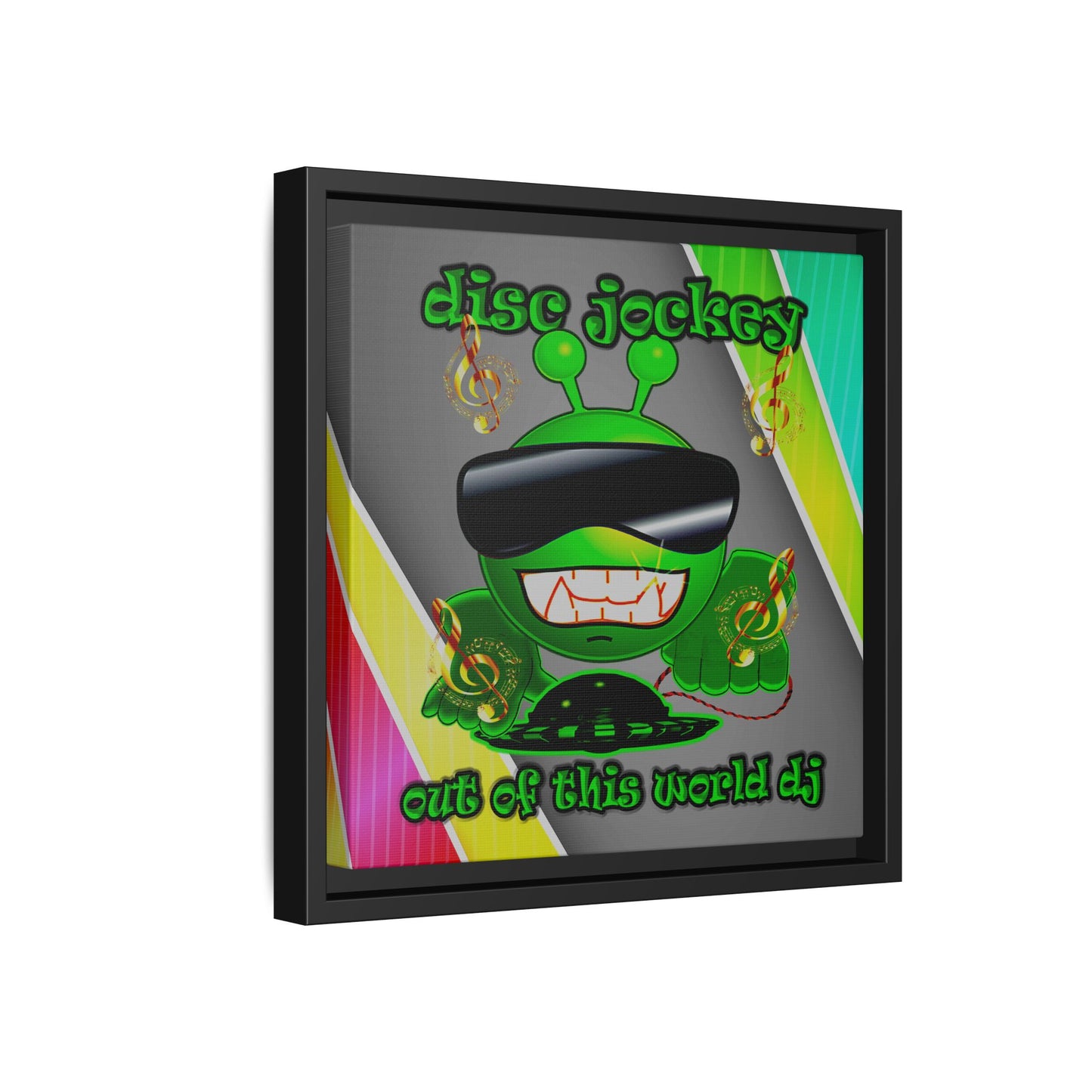 disc jockey - framed canvas art (rainbow split)