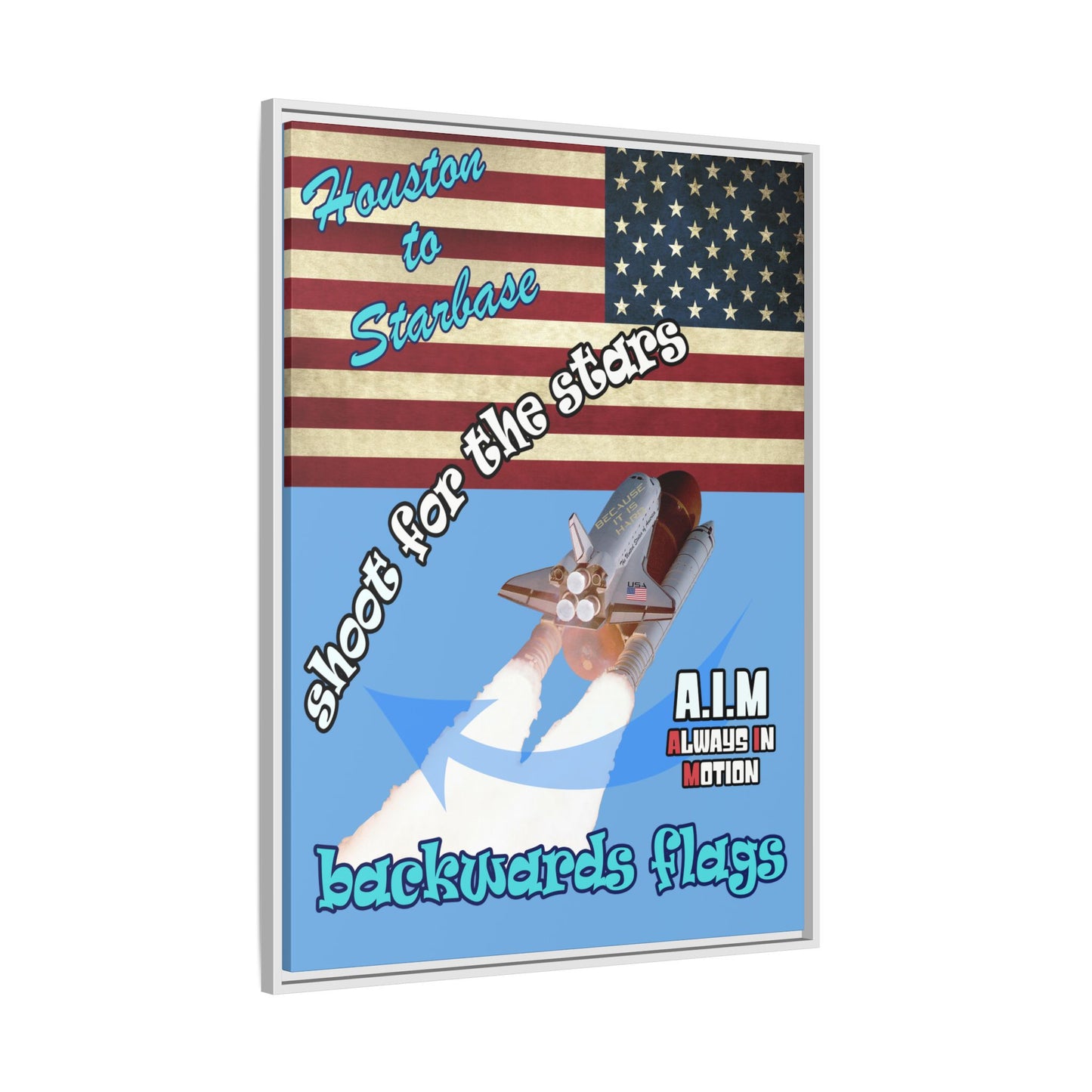 shoot for the stars - framed canvas art (light blue)