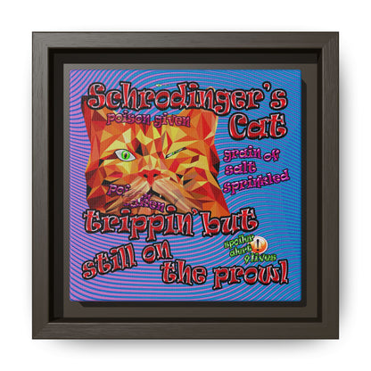 schrodinger's cat - framed canvas art (light blue-purple wave)