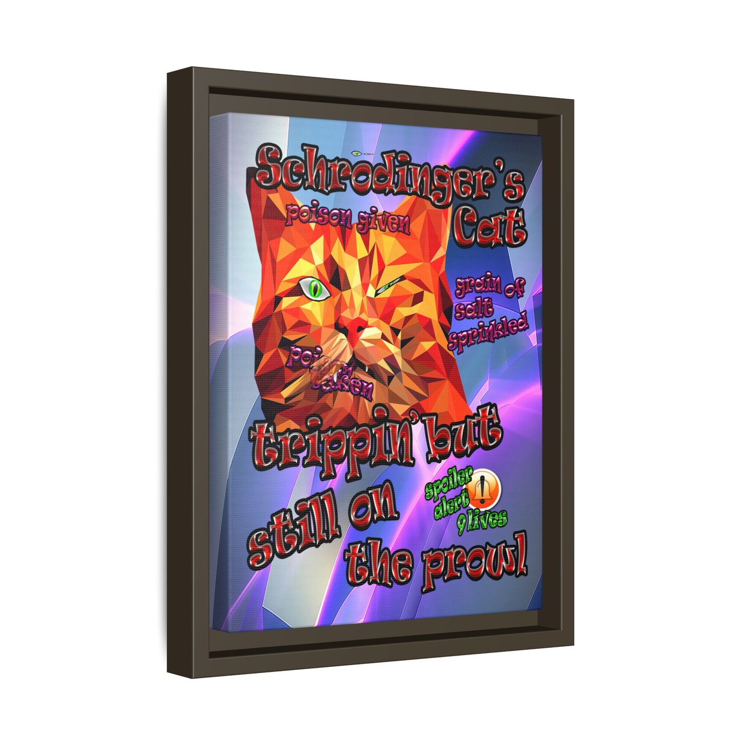 schrodinger's cat - framed canvas art (grey-pink wave)