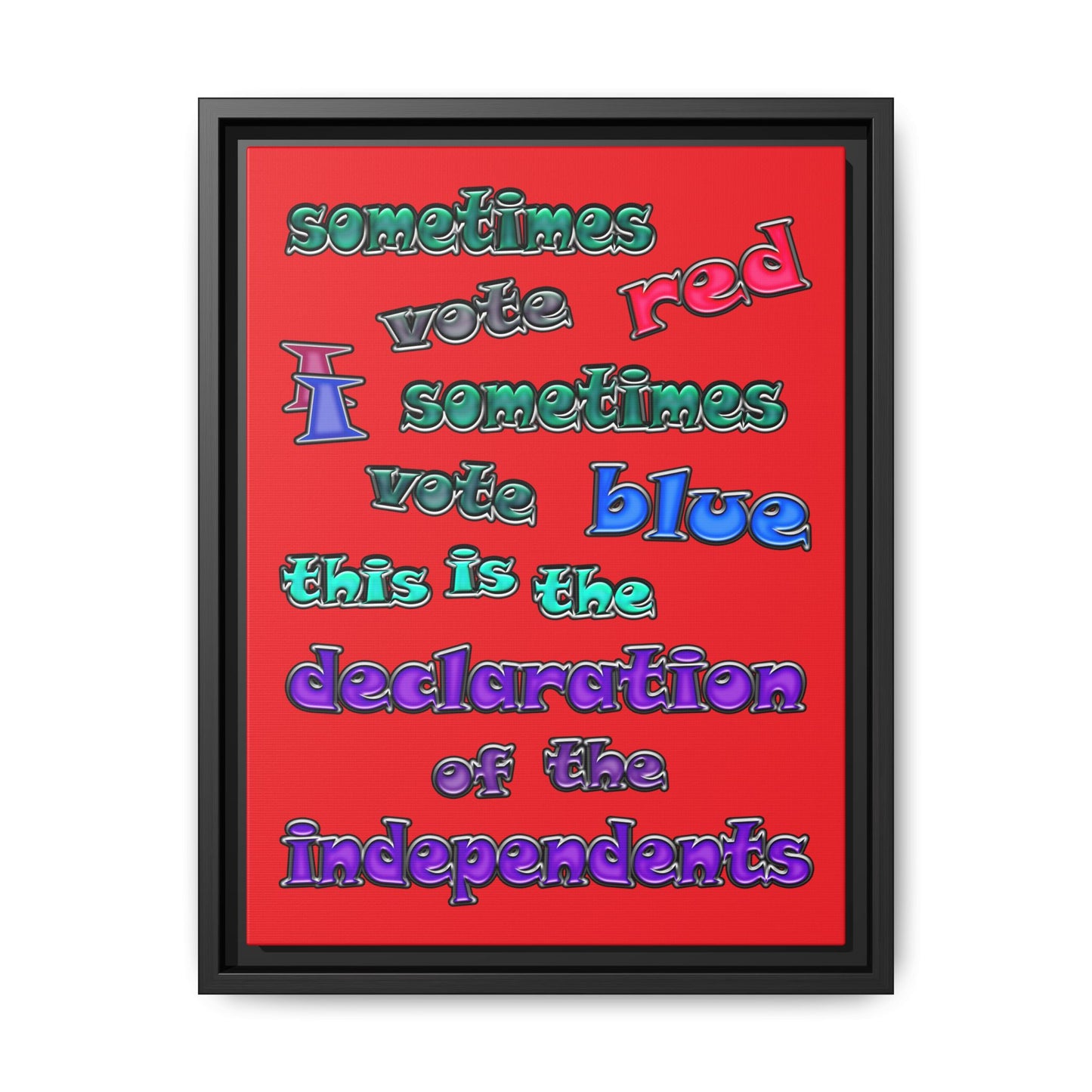 declaration of the independents - framed canvas art (red)