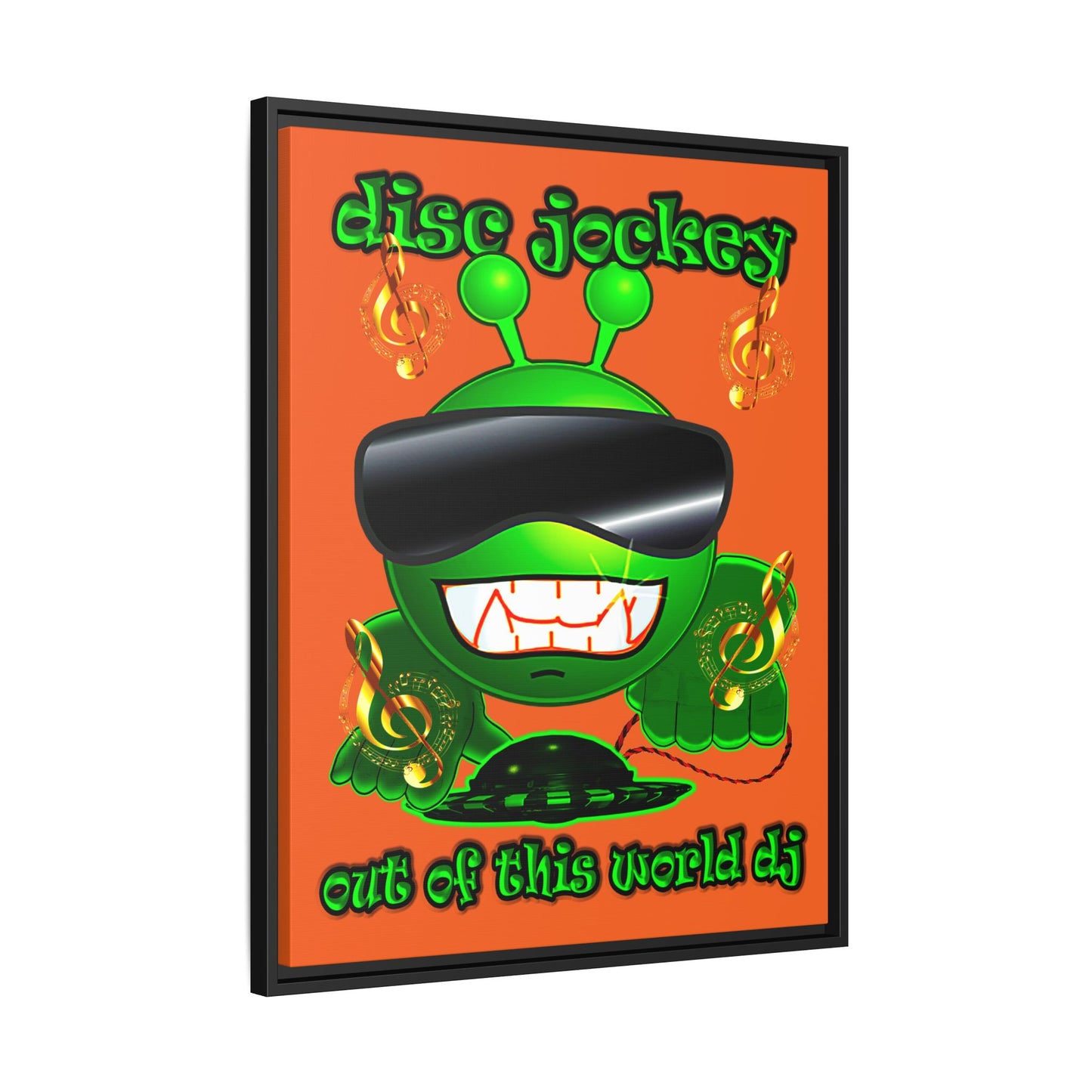 disc jockey - framed canvas art (orange)