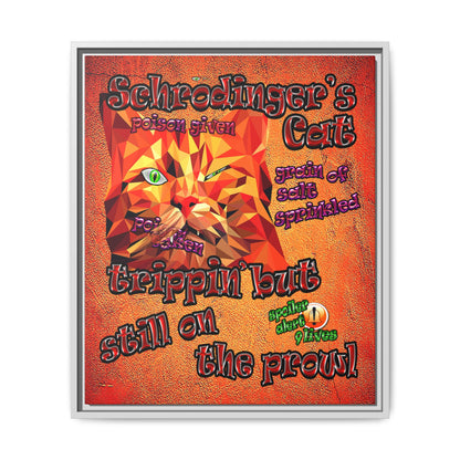 schrodinger's cat - framed canvas art (burnt orange)