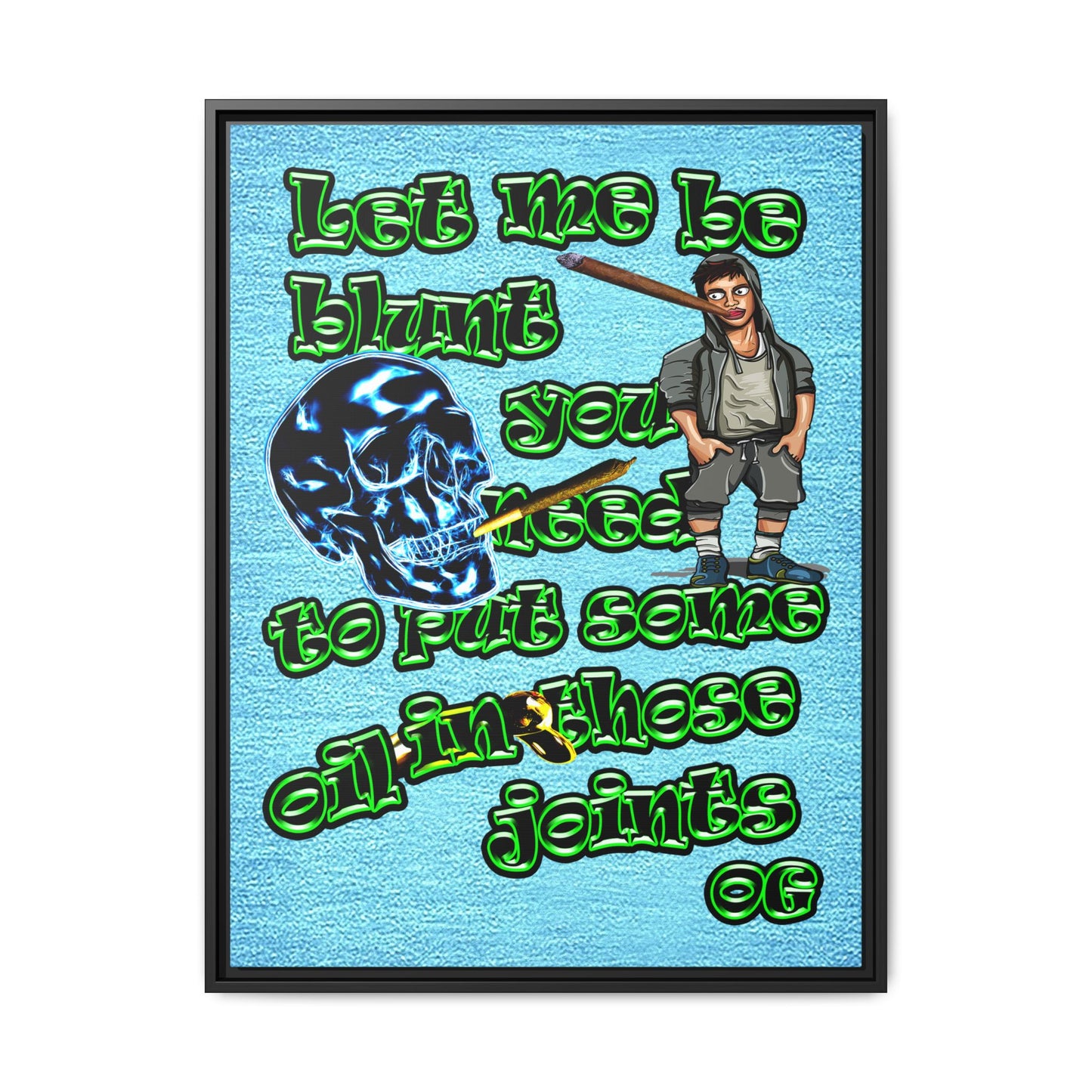 og - framed canvas art (faded blue)