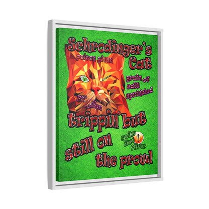 schrodinger's cat - framed canvas art (green turf)