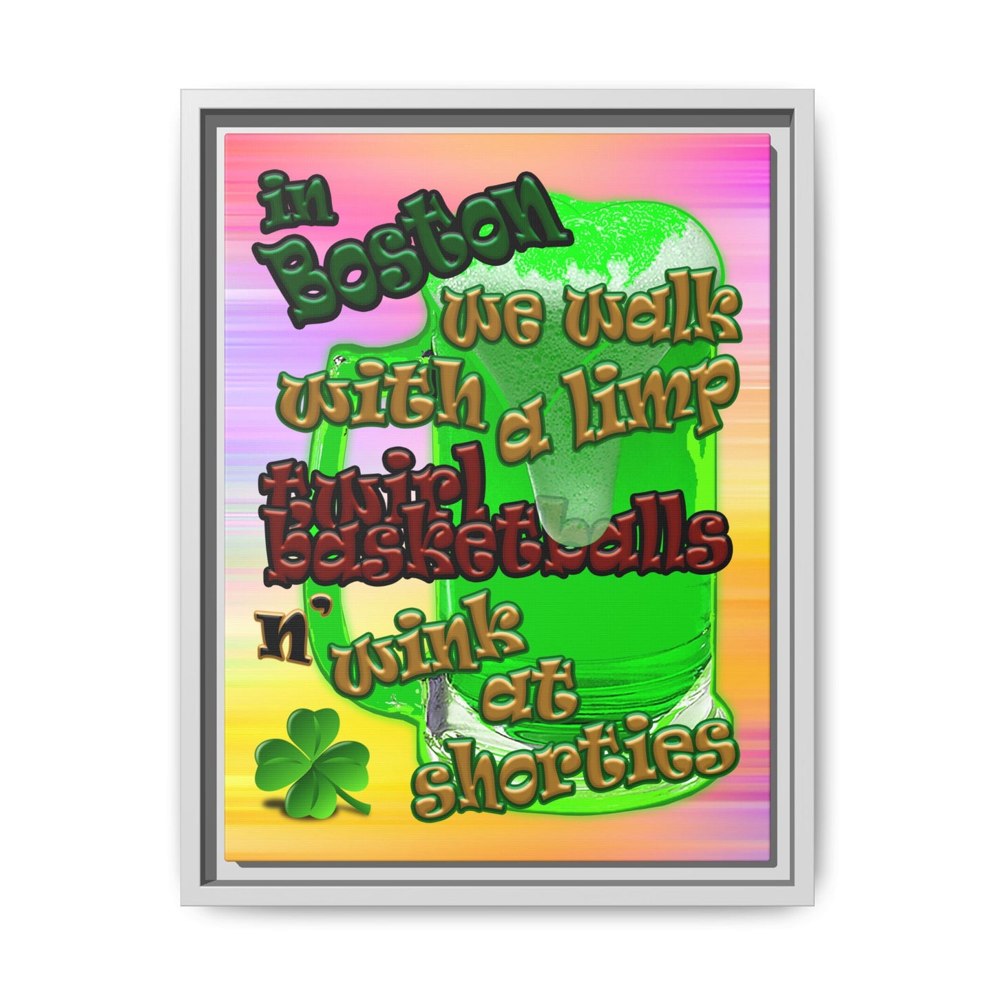 celtics logo - framed canvas art (color blur)