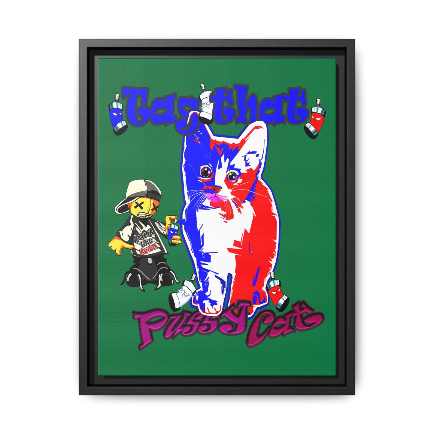 tag that - framed canvas art (dark green)