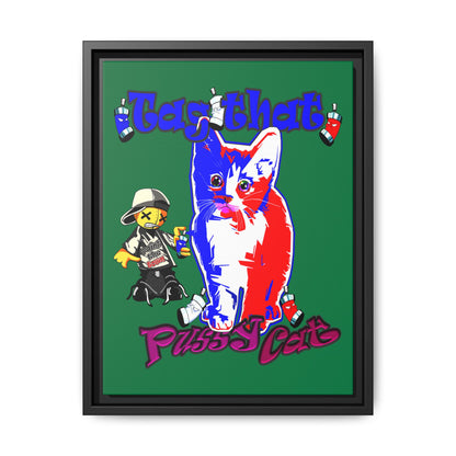 tag that - framed canvas art (dark green)